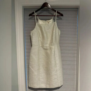 White and silver tweed dress